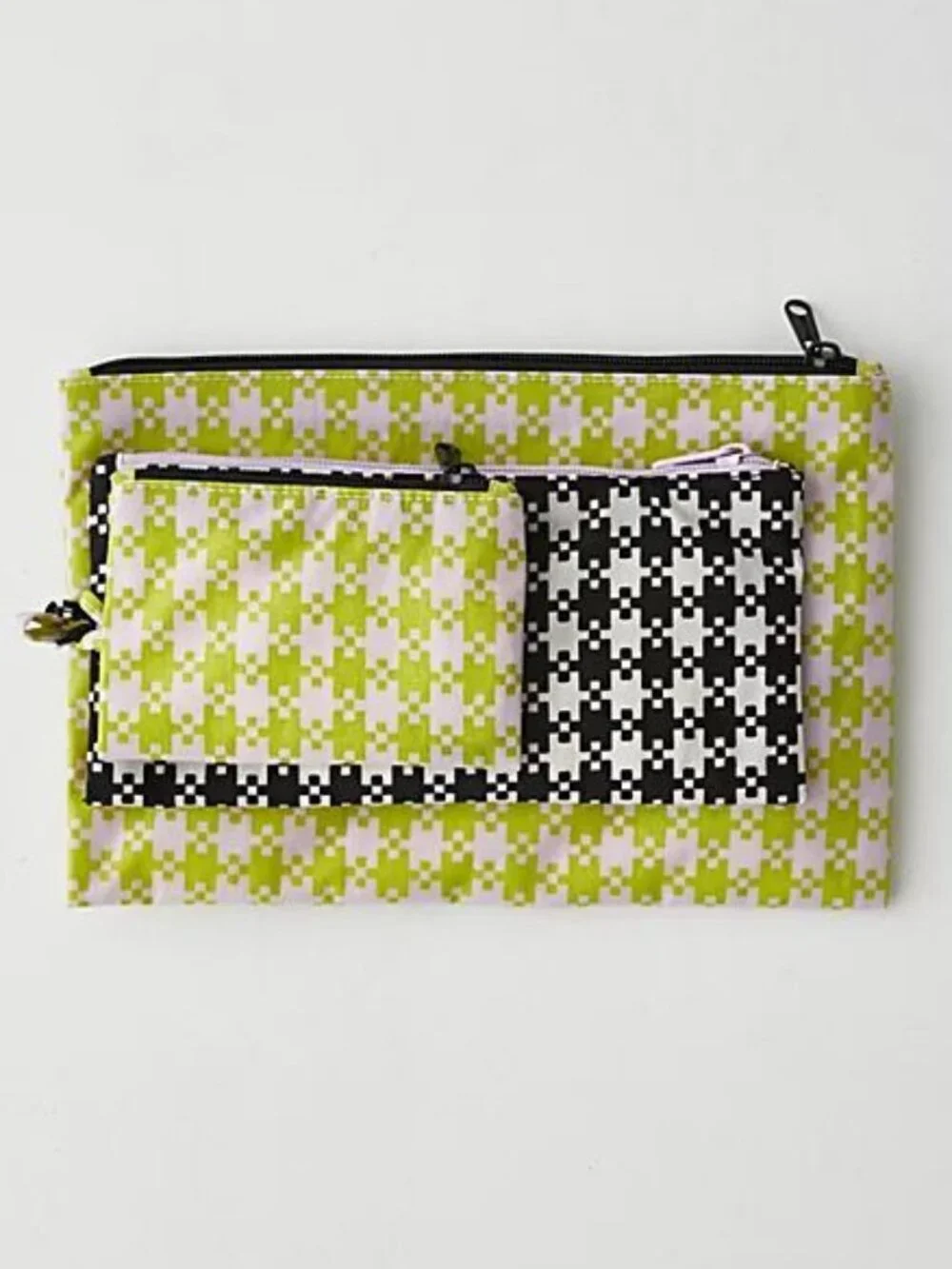 NWT Baggu Flat Pouch Set - Pixel Gingham